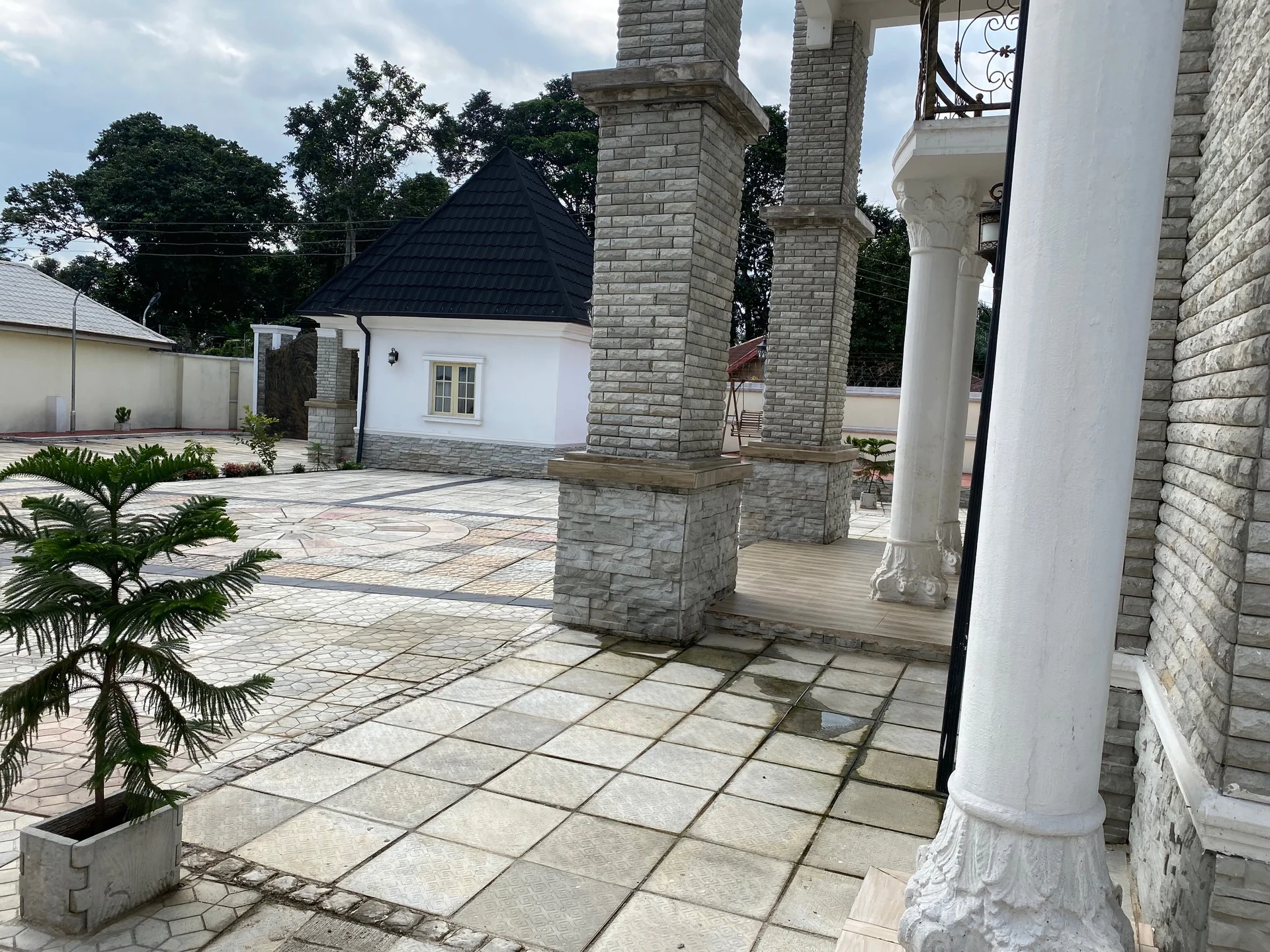 Landscaped garden design with structured planting and hard landscaping