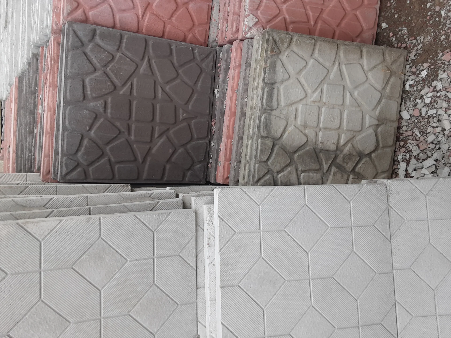 Close-up texture of concrete paving stones and patio blocks