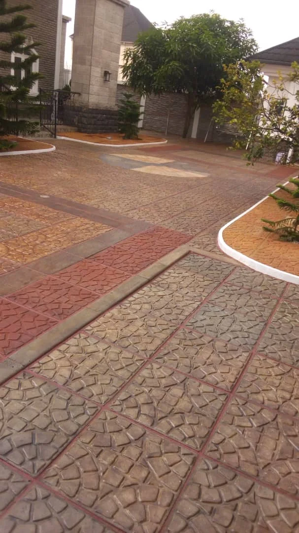 Modern landscaped garden with patio paving design